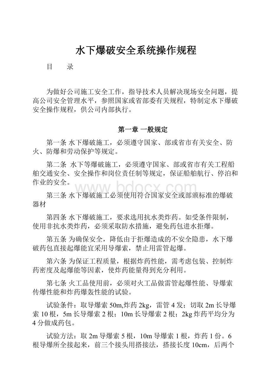 水下爆破安全系统操作规程.docx