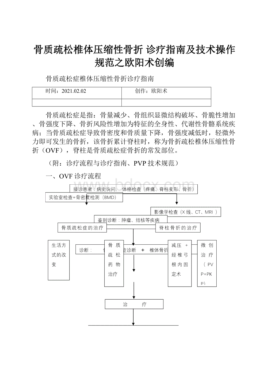 骨质疏松椎体压缩性骨折 诊疗指南及技术操作规范之欧阳术创编.docx