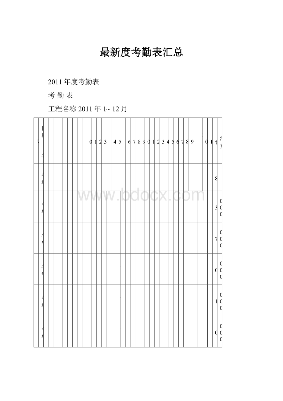 最新度考勤表汇总.docx