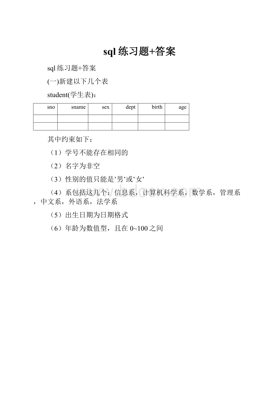 sql练习题+答案.docx_第1页