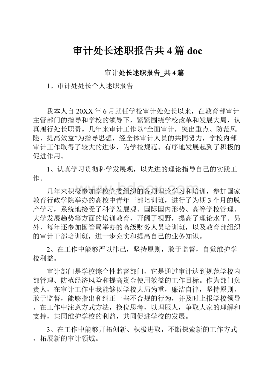 审计处长述职报告共4篇doc.docx