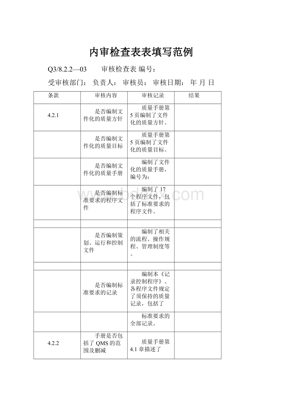 内审检查表表填写范例.docx_第1页