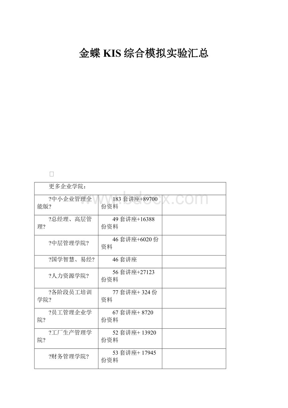 金蝶KIS综合模拟实验汇总.docx_第1页