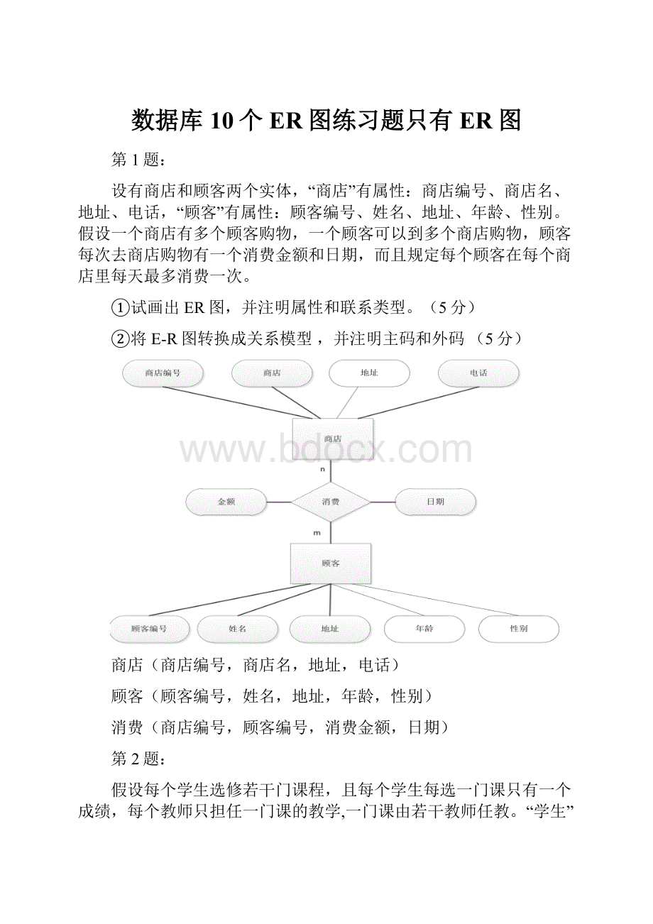 数据库 10个ER图练习题只有ER图.docx