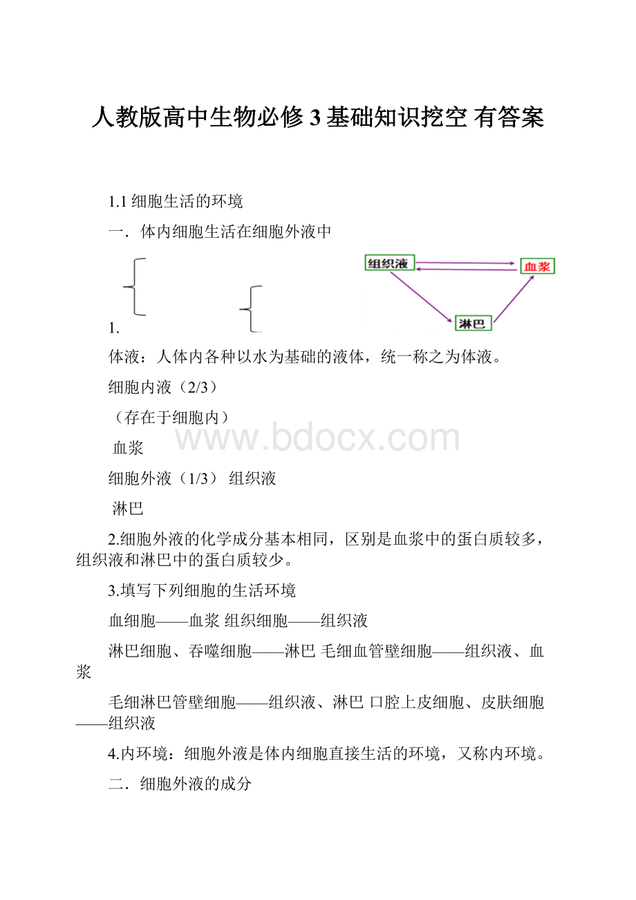 人教版高中生物必修3基础知识挖空有答案.docx_第1页