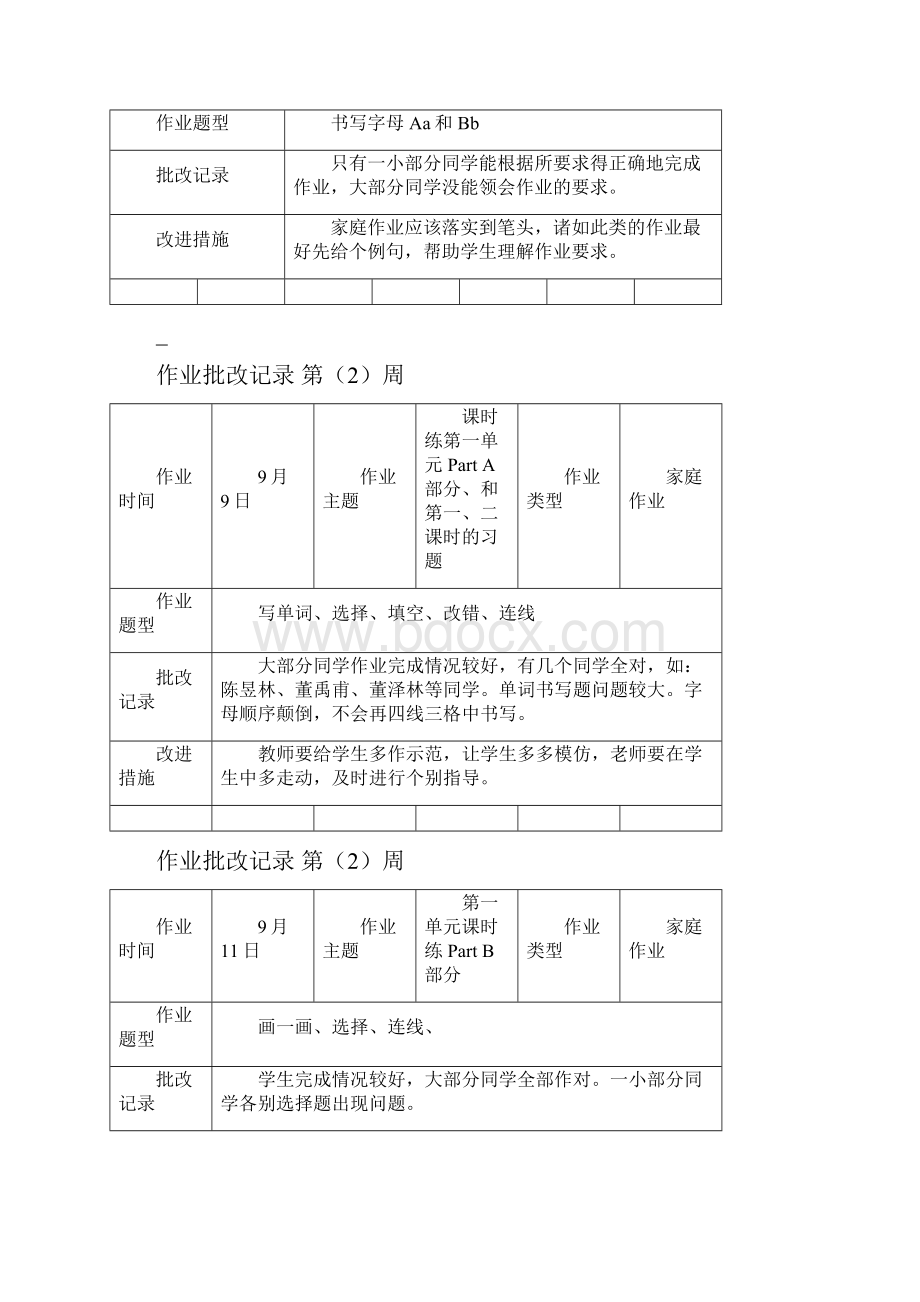 三年级上册作业批改记录.docx_第2页