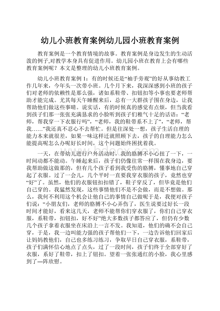 幼儿小班教育案例幼儿园小班教育案例.docx_第1页