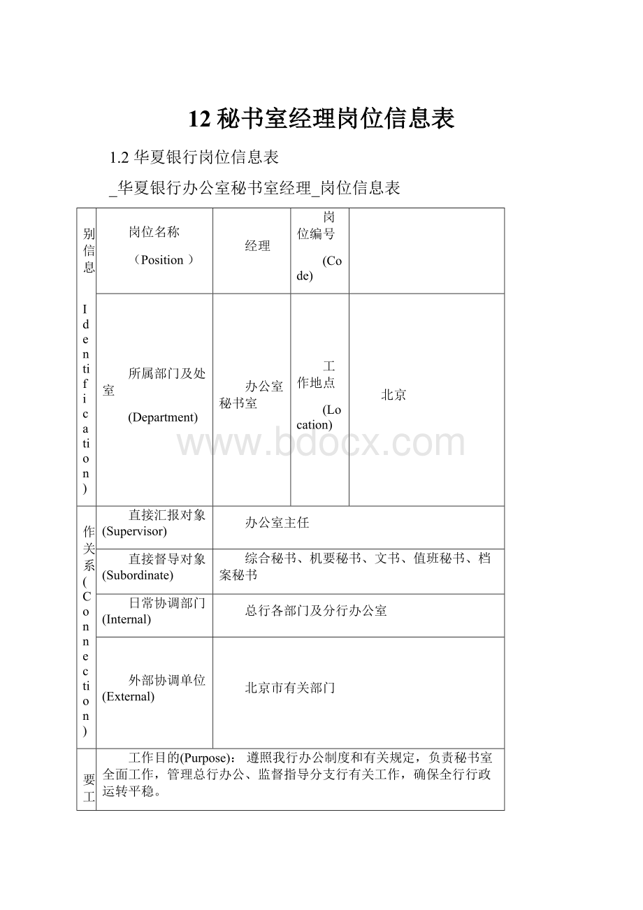 12秘书室经理岗位信息表.docx