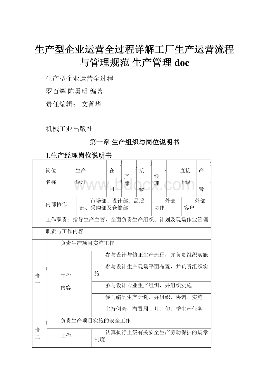 生产型企业运营全过程详解工厂生产运营流程与管理规范生产管理doc.docx