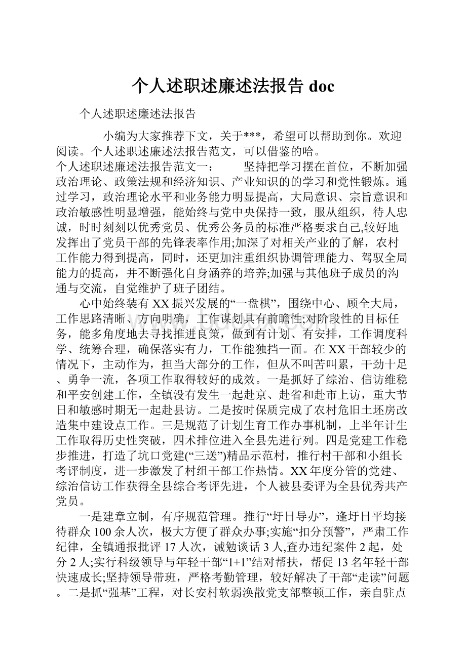 个人述职述廉述法报告doc.docx