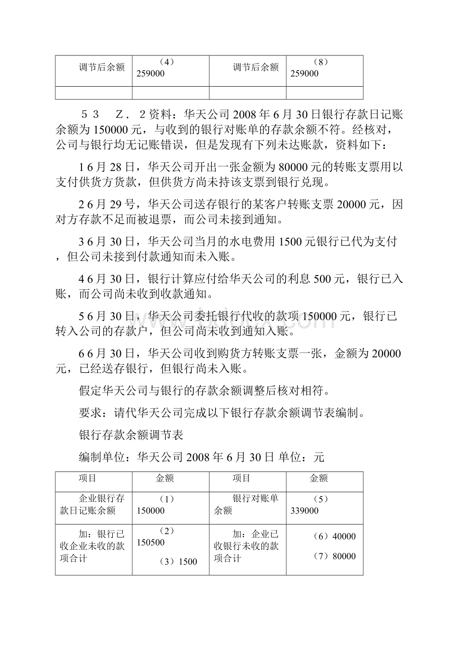 会计基础综合题银行调节表精选.docx_第2页