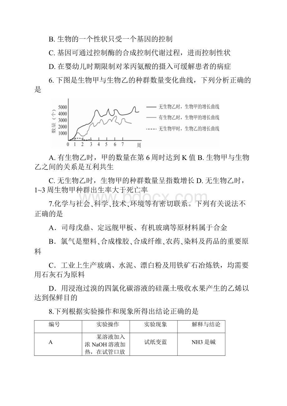 届湖北省武汉市十一中高三下学期最后一卷理综试题.docx_第3页