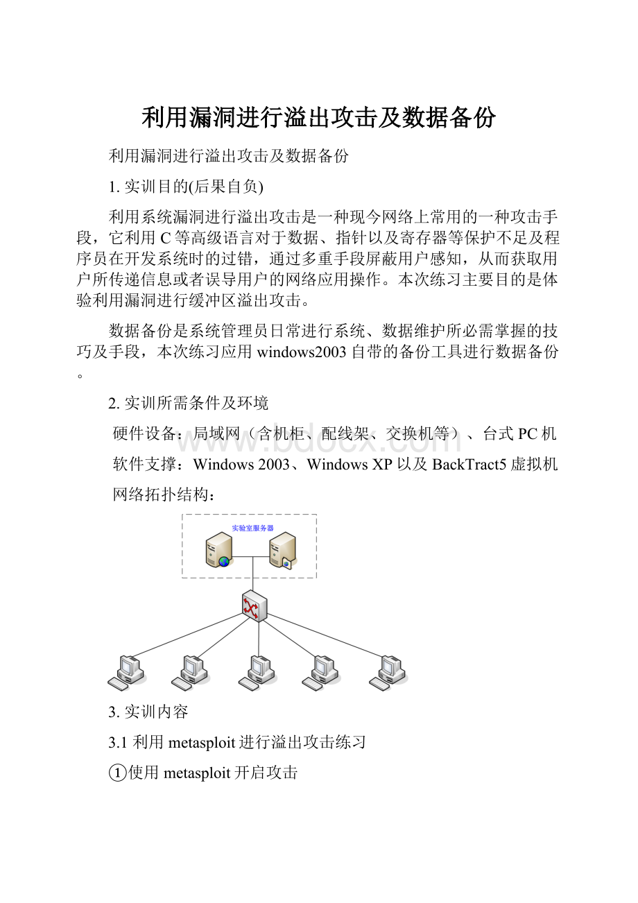 利用漏洞进行溢出攻击及数据备份.docx