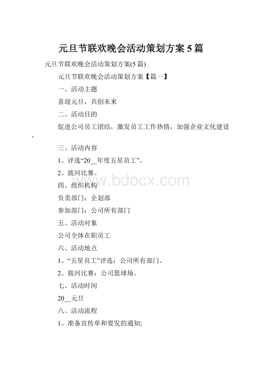 元旦节联欢晚会活动策划方案5篇.docx