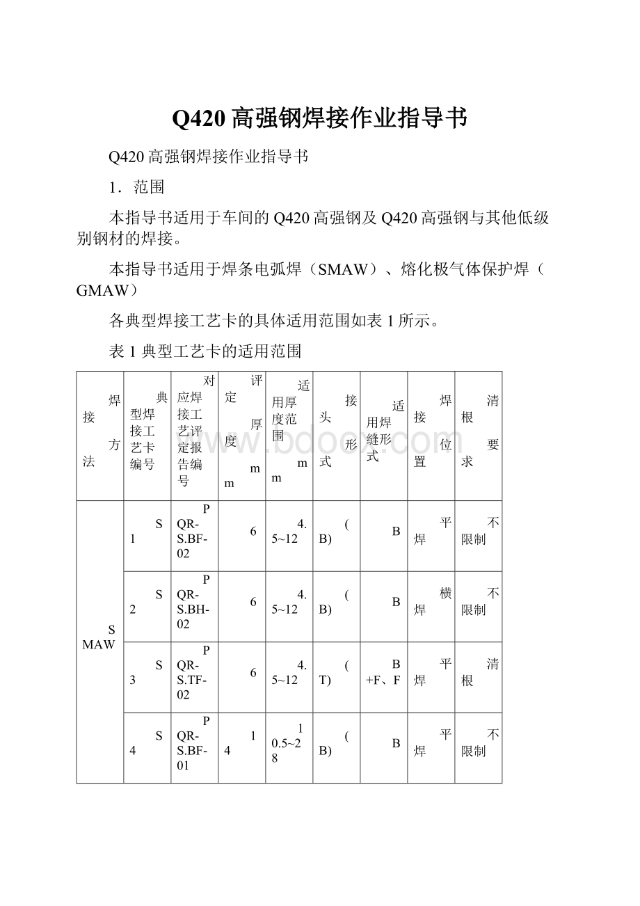 Q420高强钢焊接作业指导书.docx