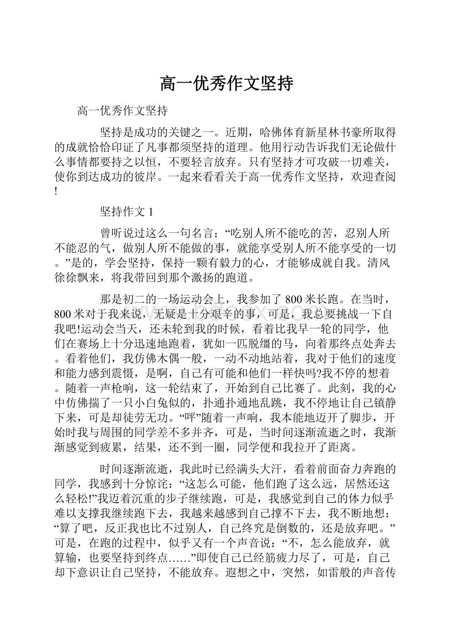 高一优秀作文坚持.docx