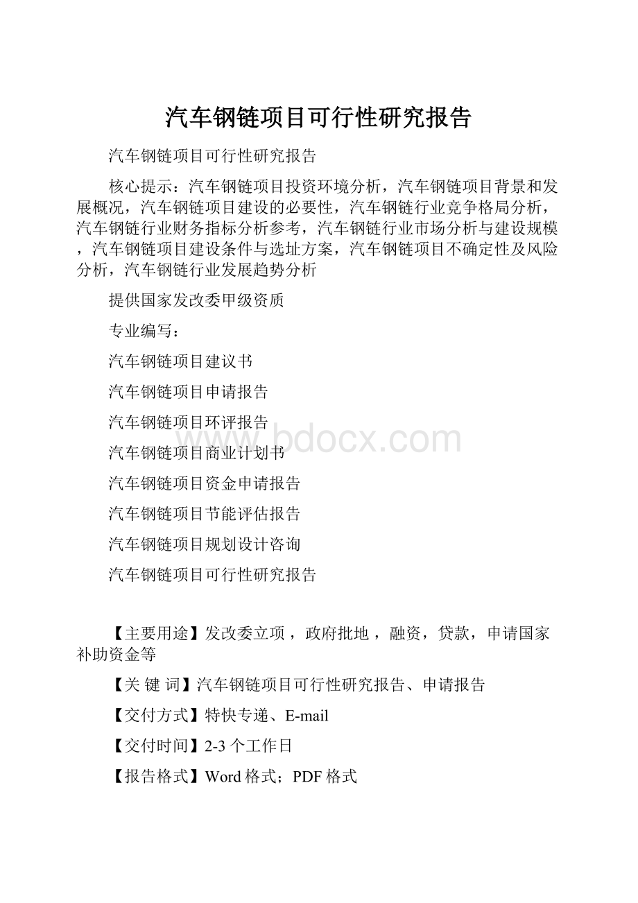 汽车钢链项目可行性研究报告.docx