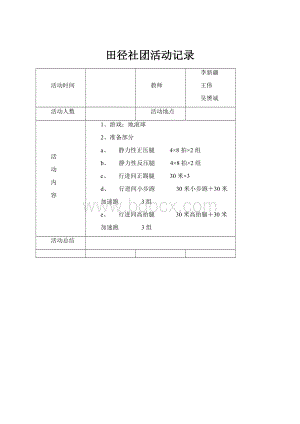 田径社团活动记录.docx