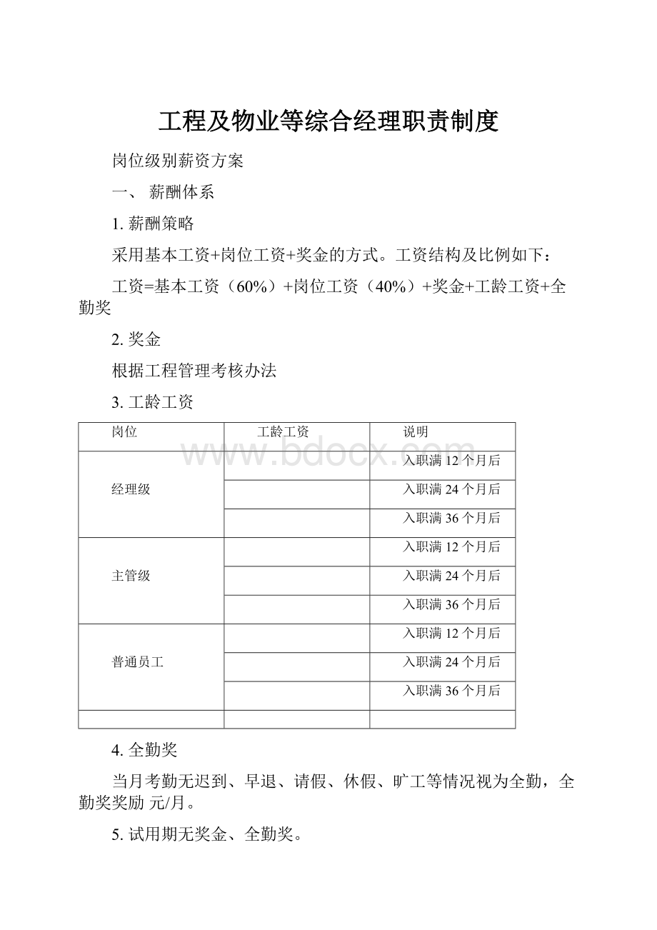 工程及物业等综合经理职责制度.docx_第1页