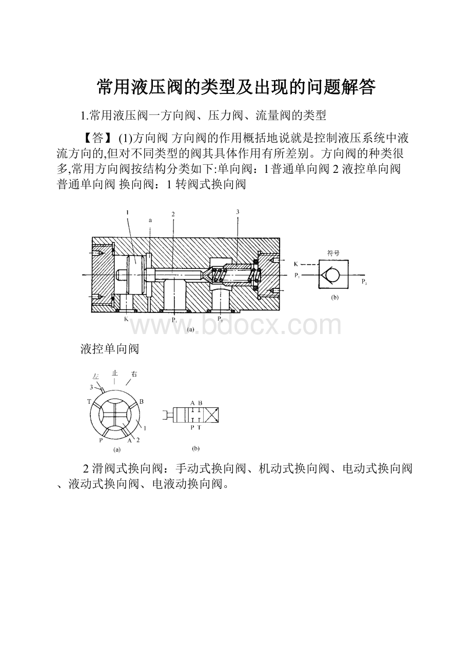 常用液压阀的类型及出现的问题解答.docx