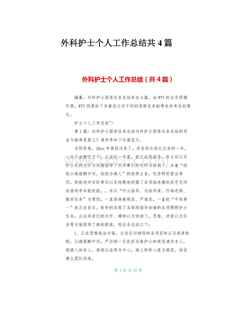 外科护士个人工作总结共4篇.docx_第1页