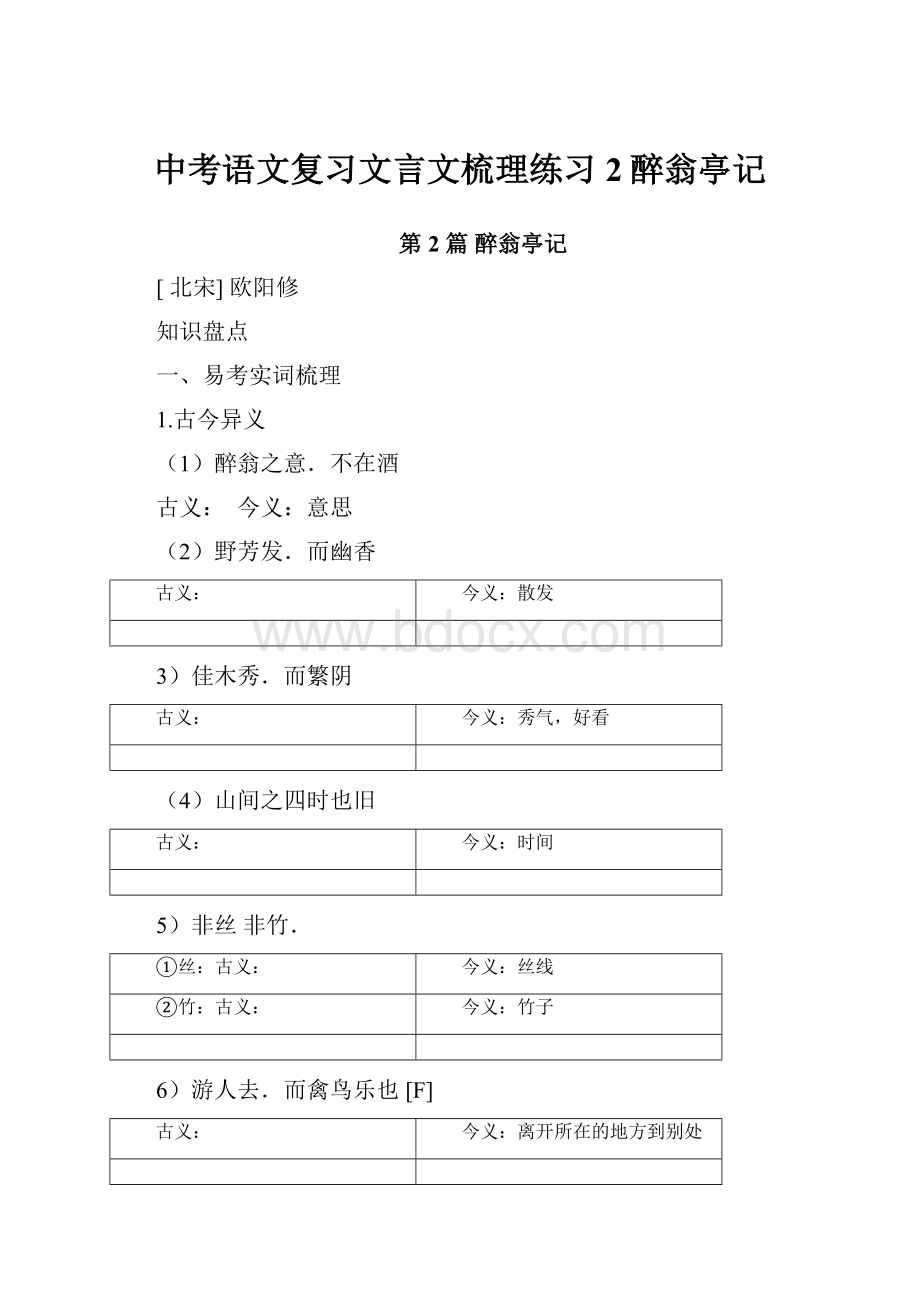 中考语文复习文言文梳理练习2醉翁亭记.docx