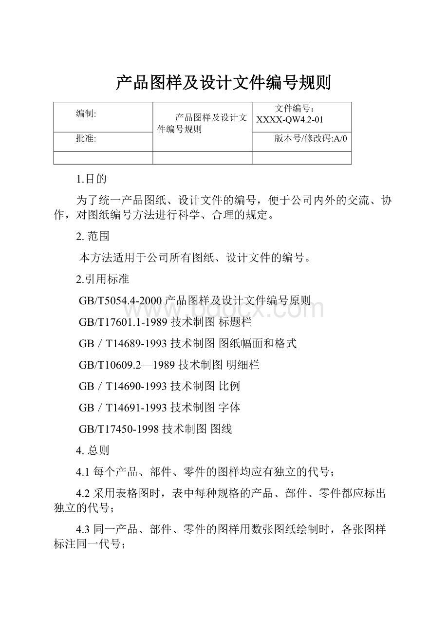 产品图样及设计文件编号规则.docx