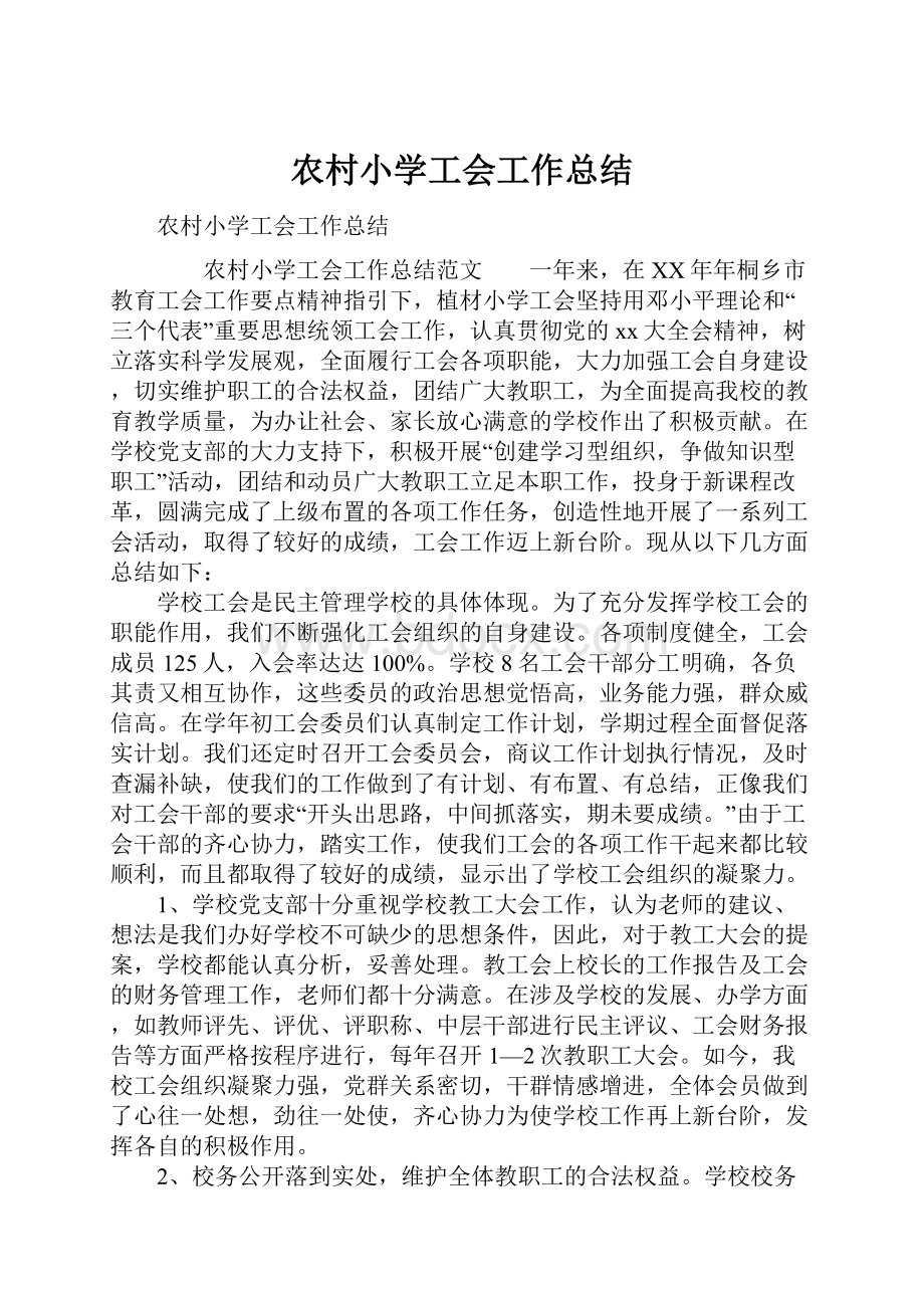 农村小学工会工作总结.docx