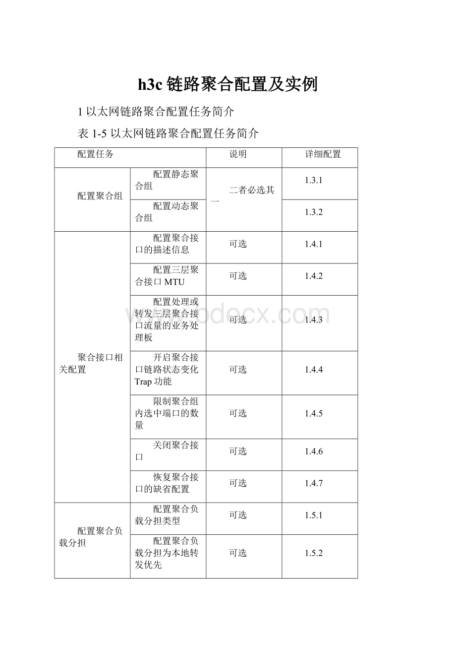 h3c链路聚合配置及实例.docx