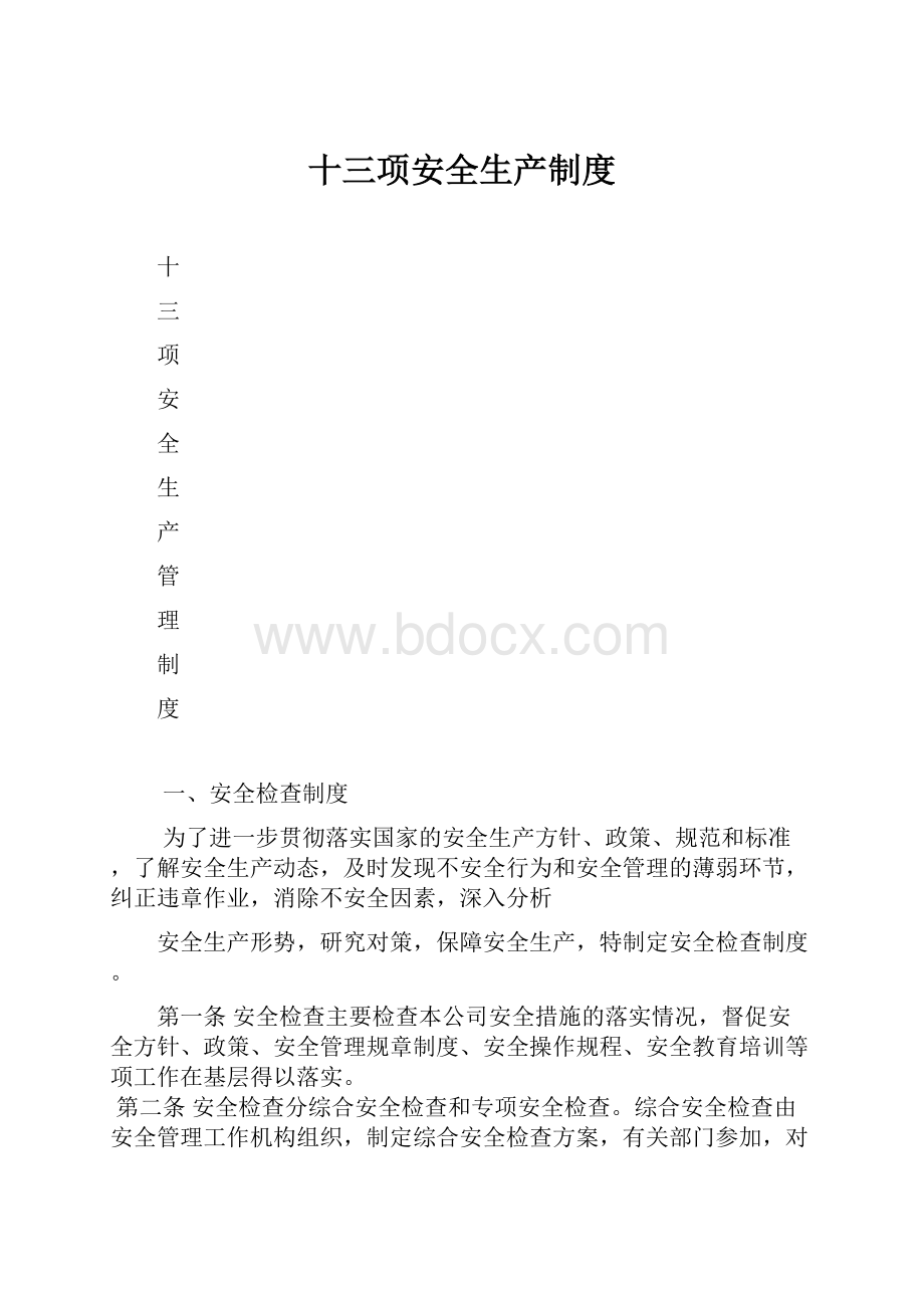 十三项安全生产制度.docx