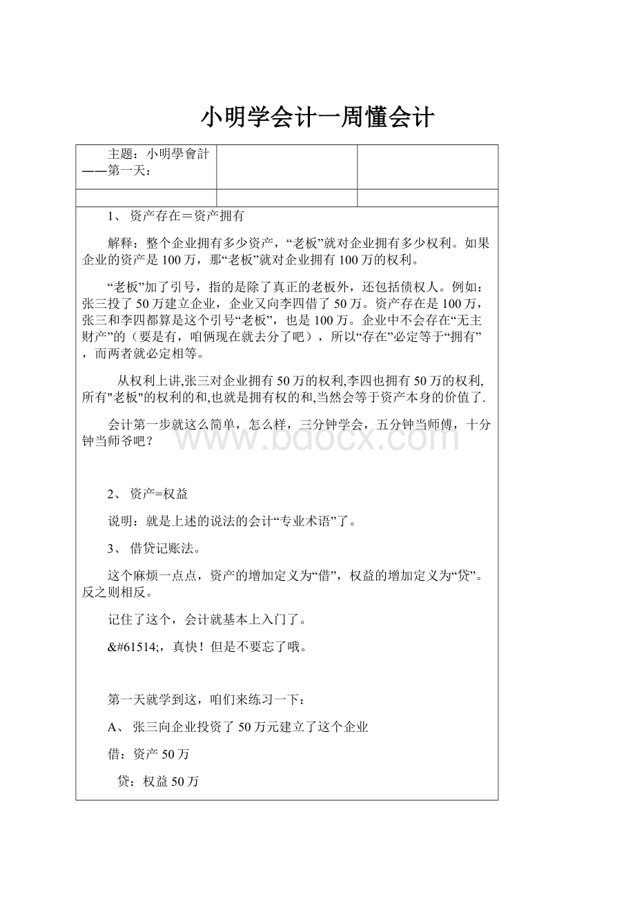 小明学会计一周懂会计.docx