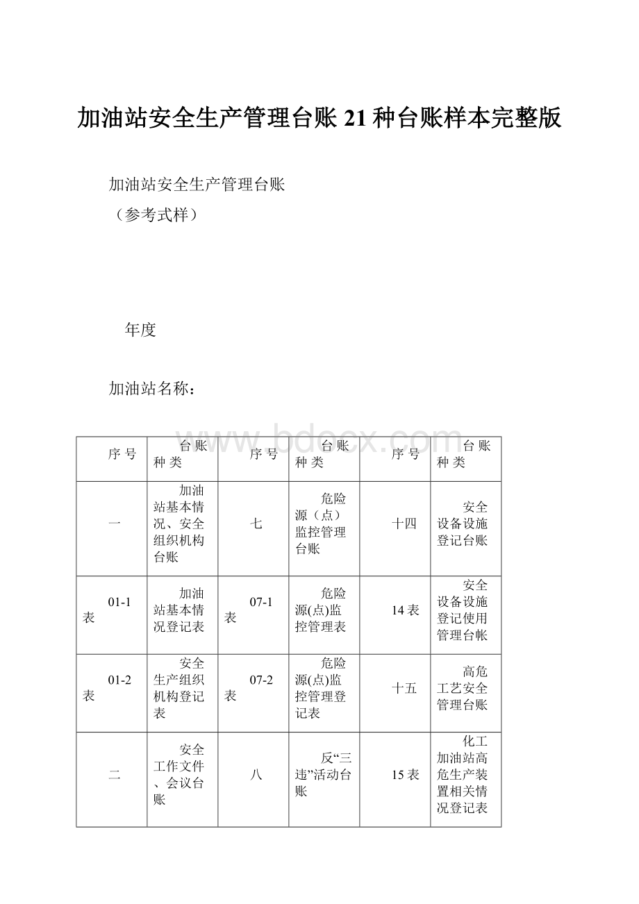 加油站安全生产管理台账21种台账样本完整版.docx_第1页