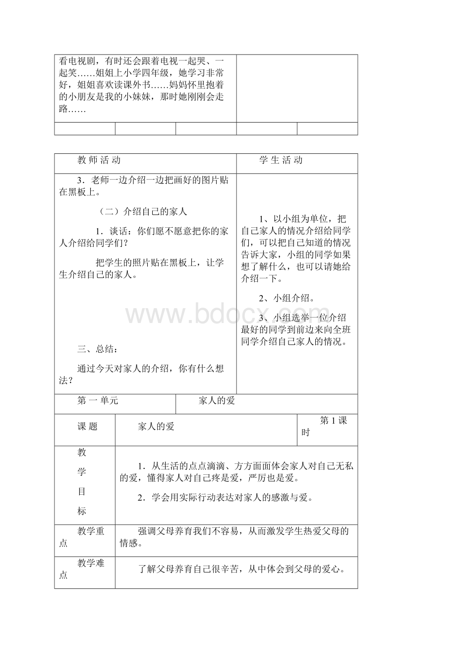 小学一年级下学期思想品德表格式教案.docx_第2页