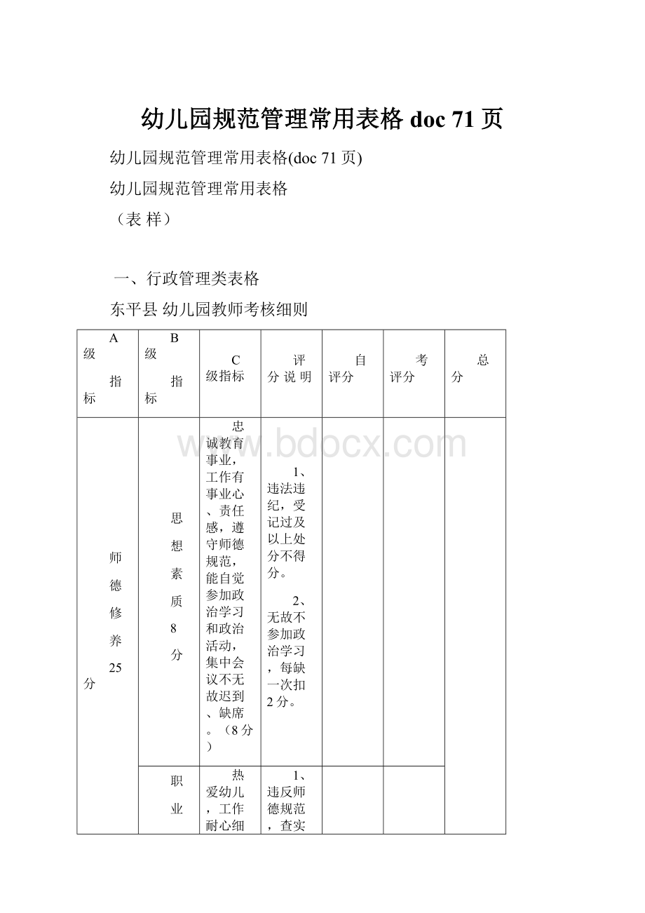 幼儿园规范管理常用表格doc 71页.docx_第1页