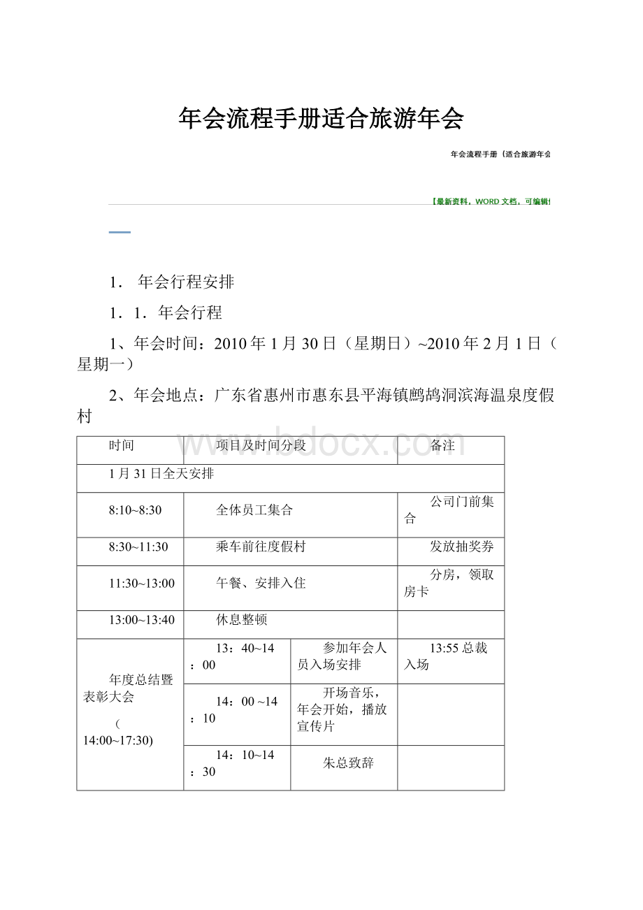 年会流程手册适合旅游年会.docx_第1页