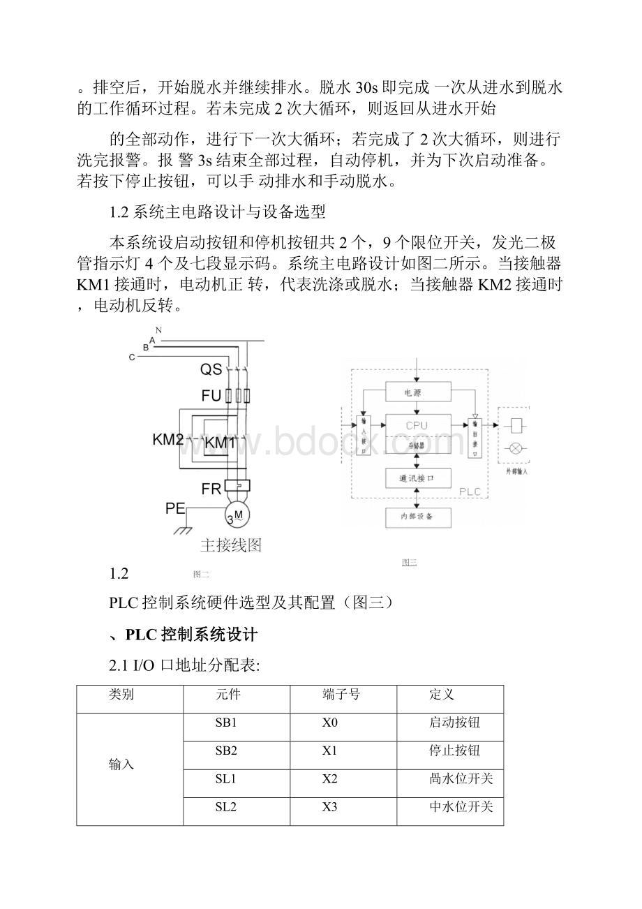 PLC课程设计报告全自动洗衣机.docx_第3页