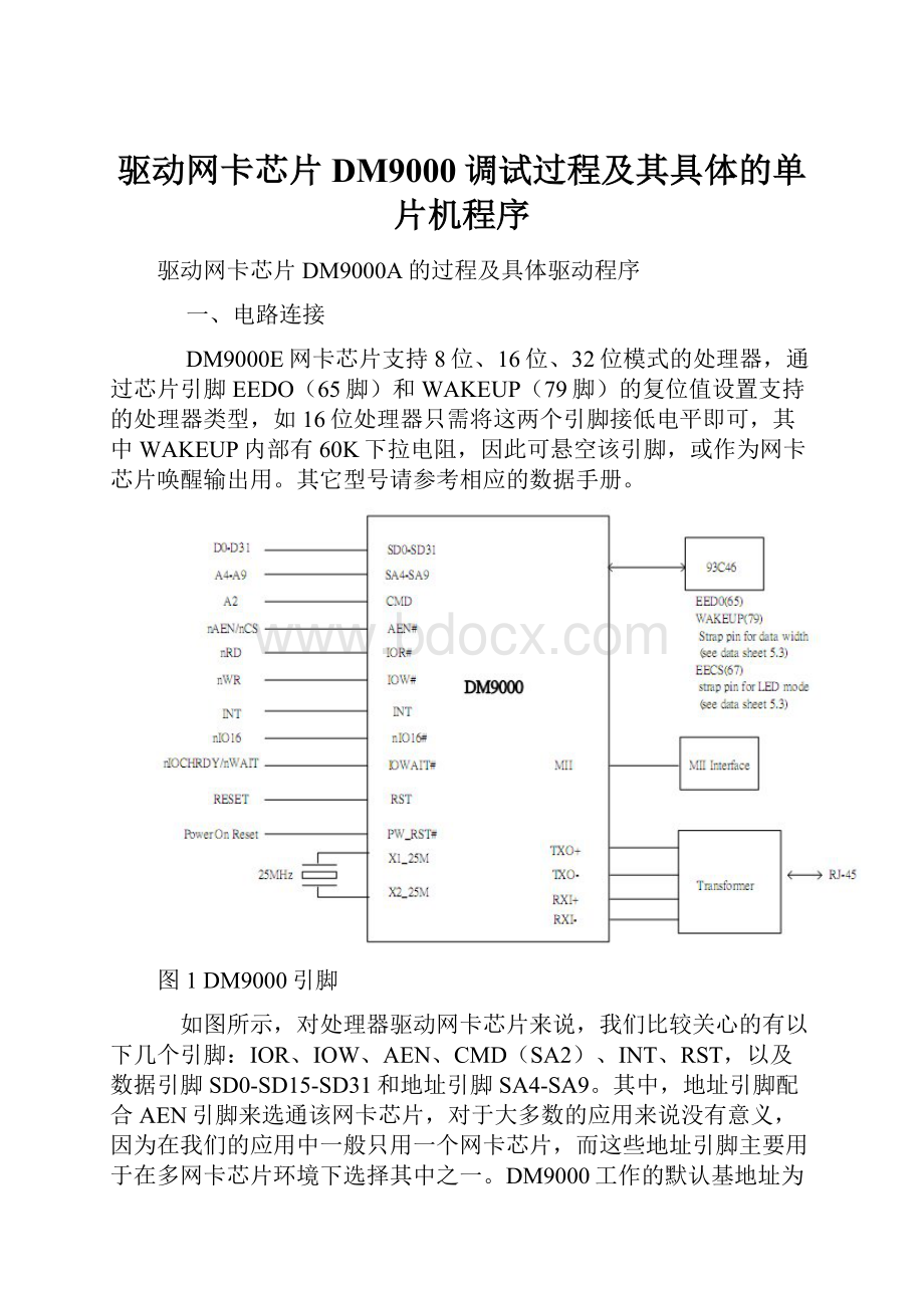 驱动网卡芯片DM9000调试过程及其具体的单片机程序.docx