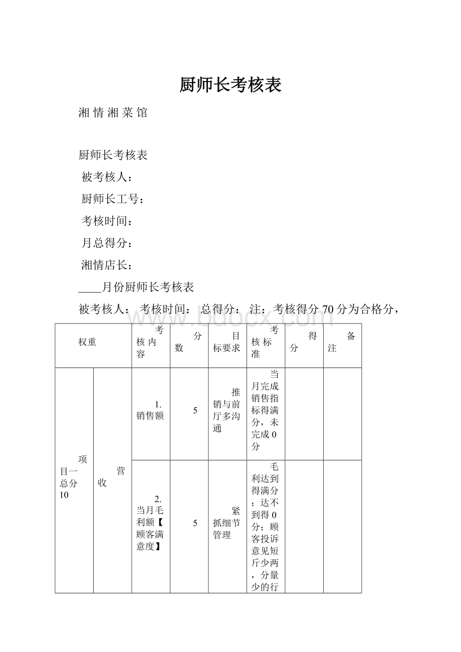 厨师长考核表.docx