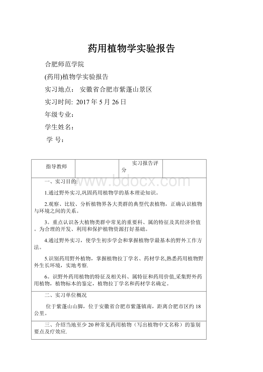 药用植物学实验报告.docx_第1页