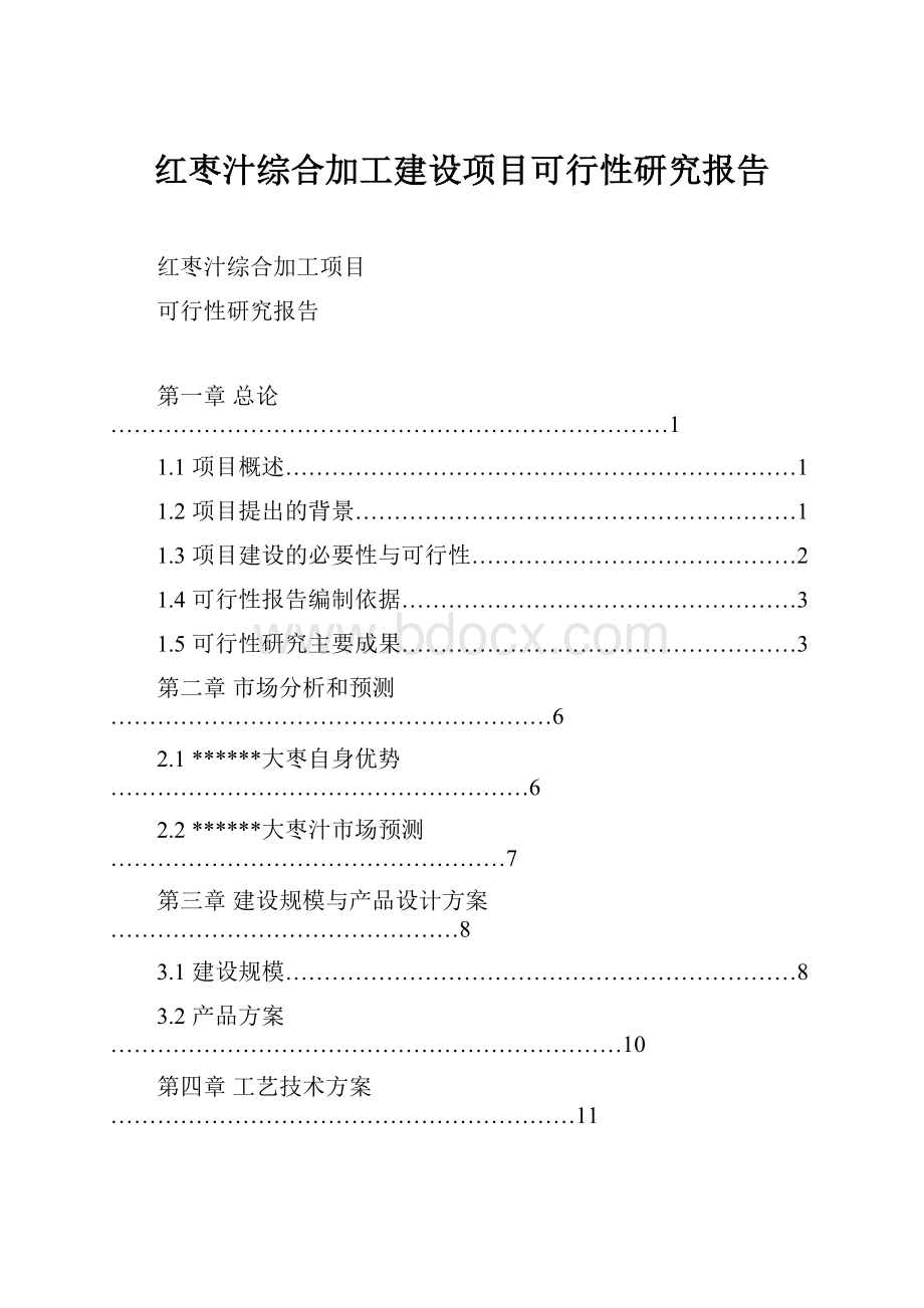 红枣汁综合加工建设项目可行性研究报告.docx_第1页