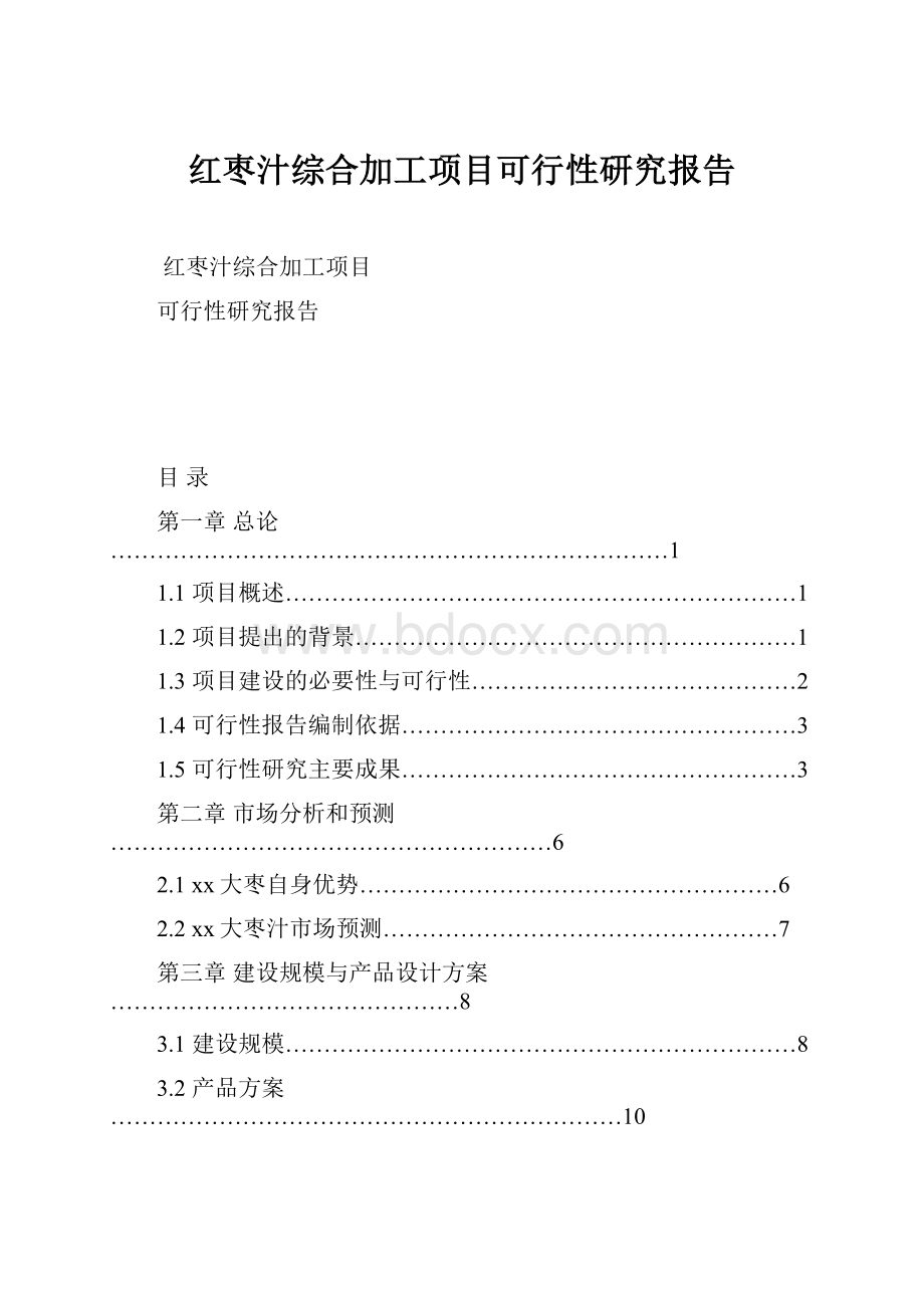 红枣汁综合加工项目可行性研究报告.docx_第1页