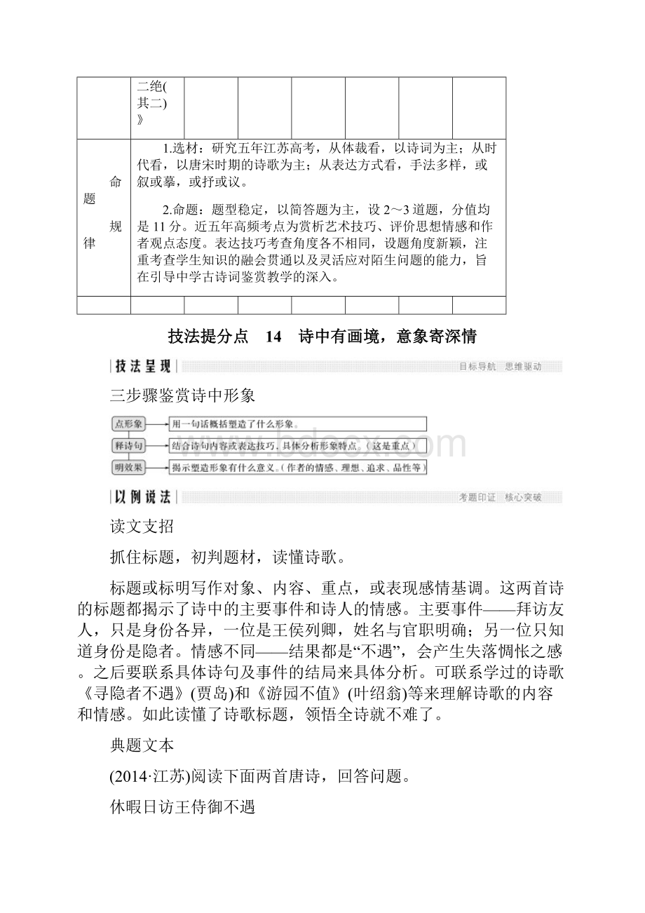 高考语文培优二轮江苏专用第二部分 专题二古代诗歌鉴赏 技法提分点14.docx_第2页