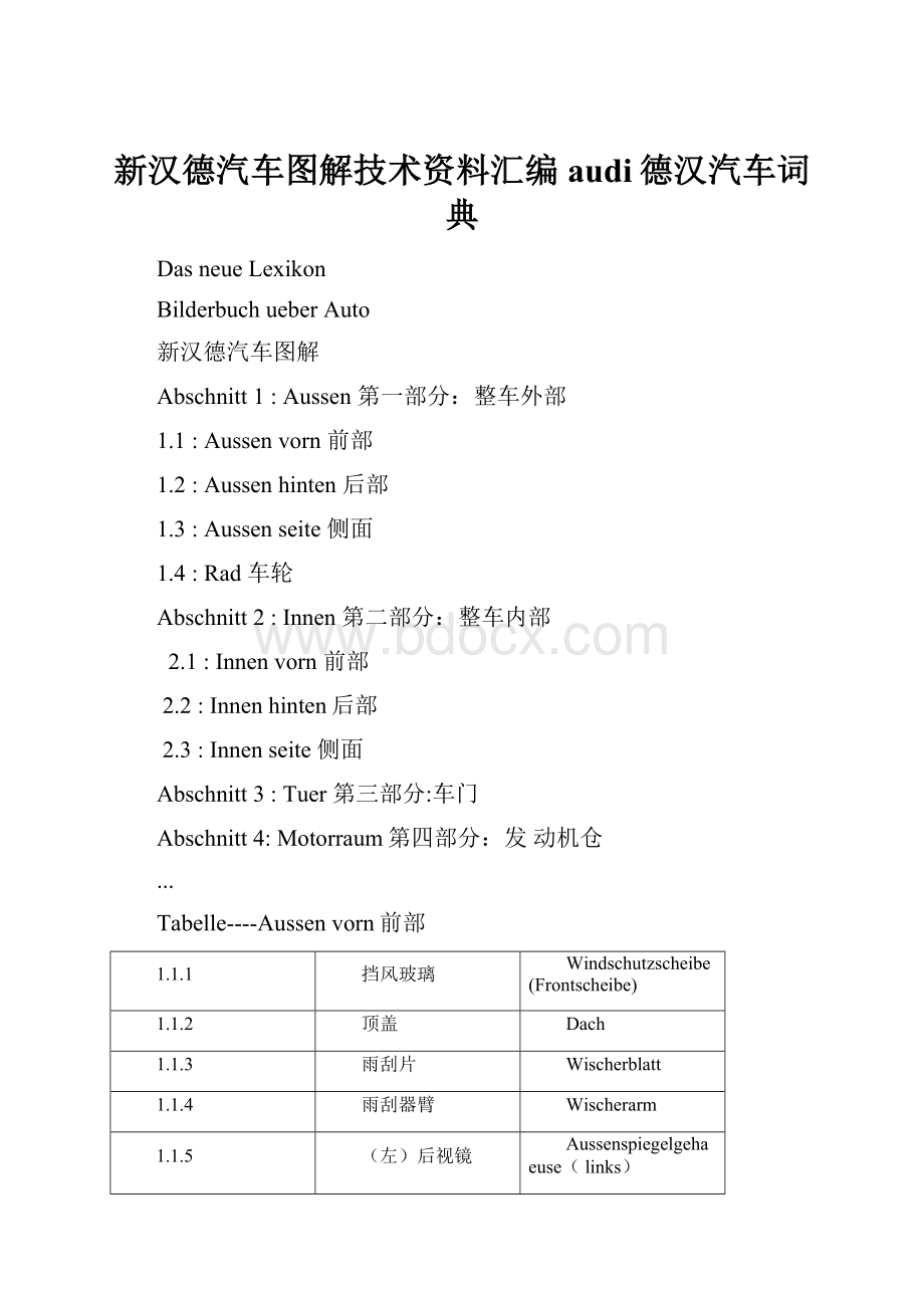 新汉德汽车图解技术资料汇编audi德汉汽车词典.docx_第1页