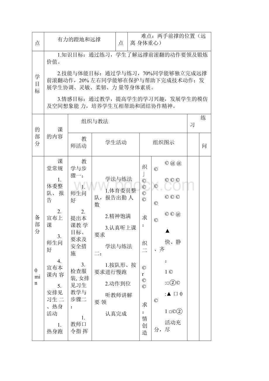 初中体育远撑前滚翻教学设计学情分析教材分析课后反思.docx_第3页