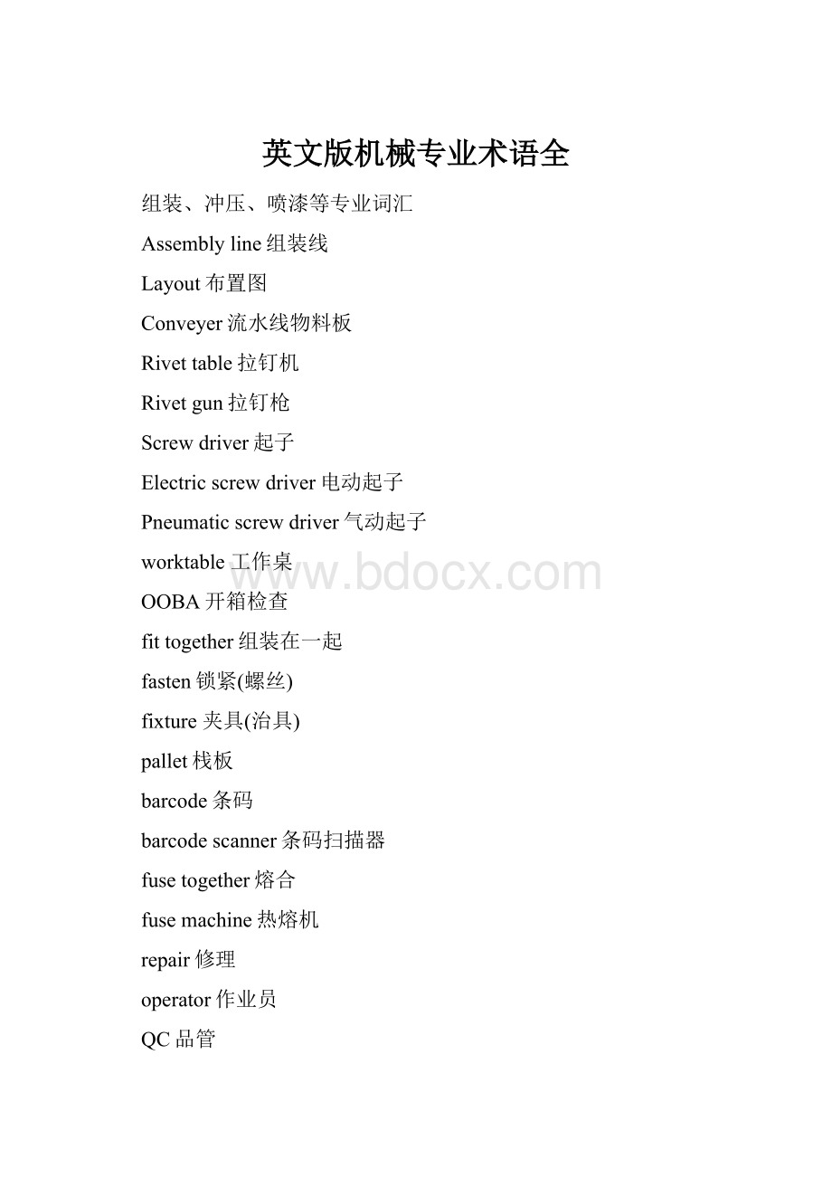 英文版机械专业术语全.docx_第1页