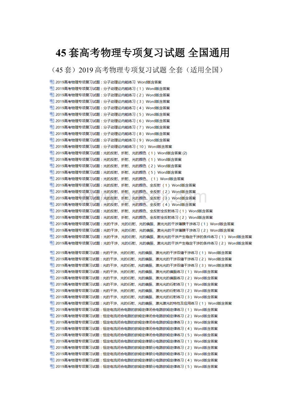 45套高考物理专项复习试题 全国通用.docx_第1页