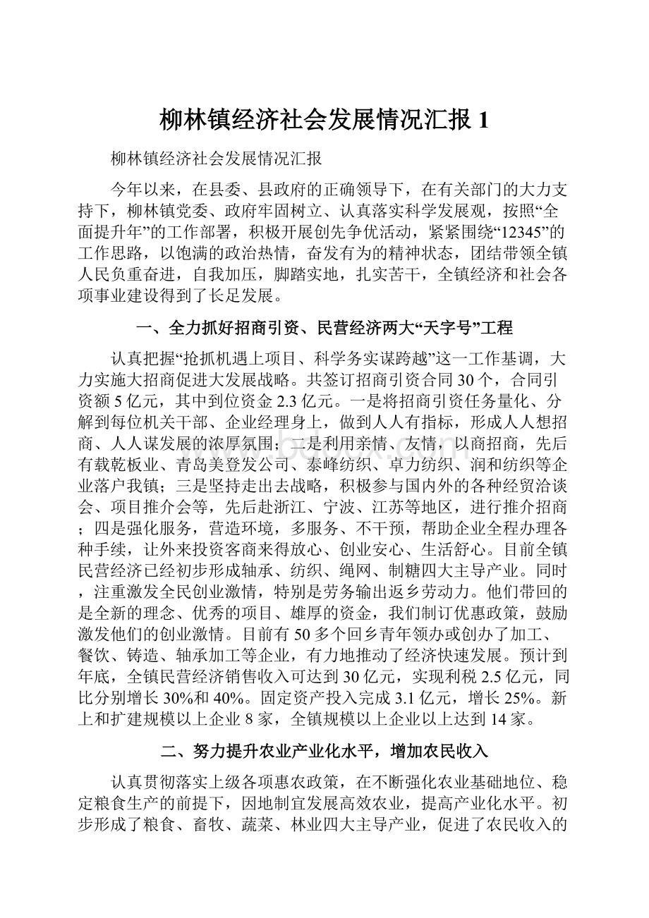 柳林镇经济社会发展情况汇报1.docx