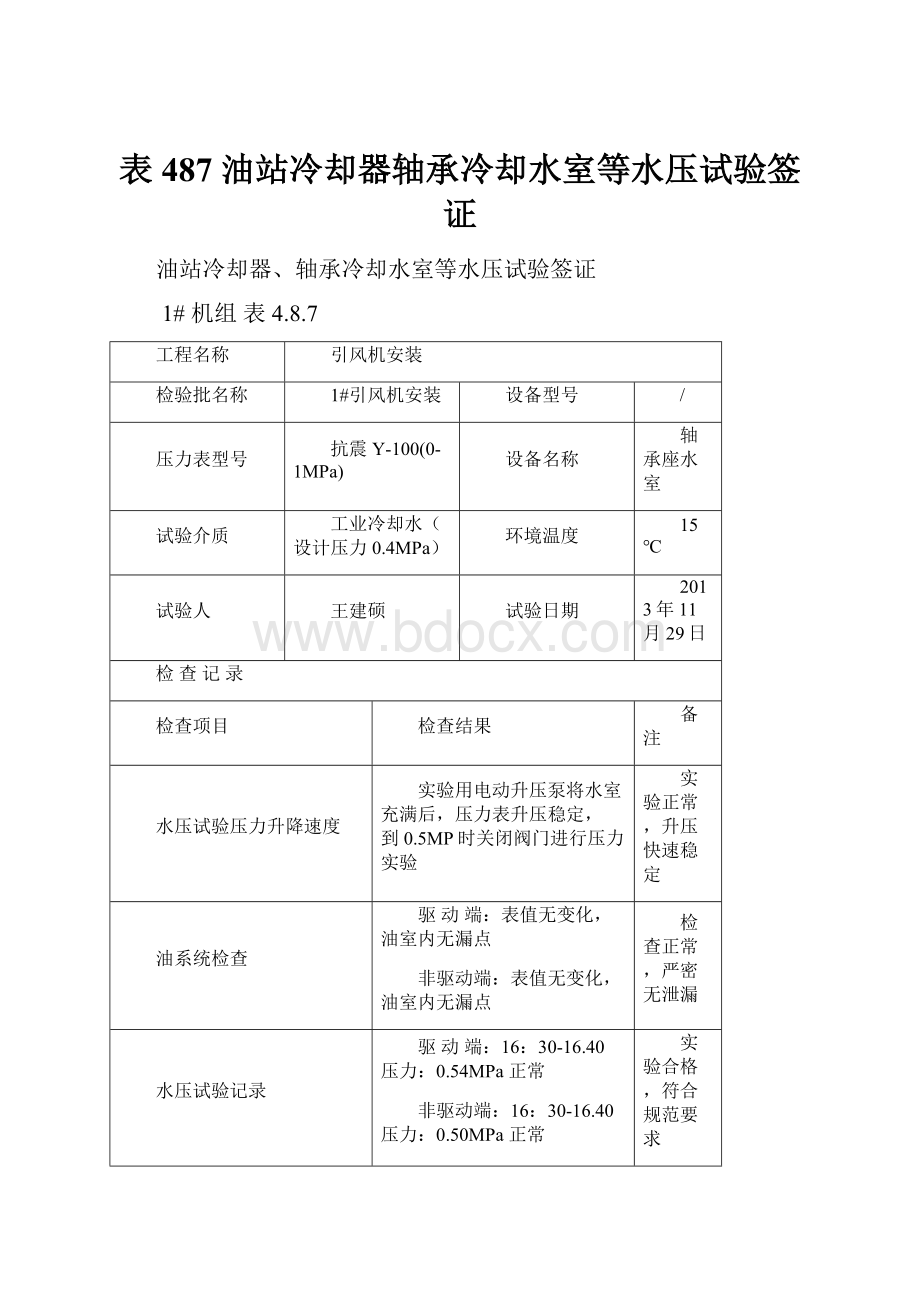 表487 油站冷却器轴承冷却水室等水压试验签证.docx