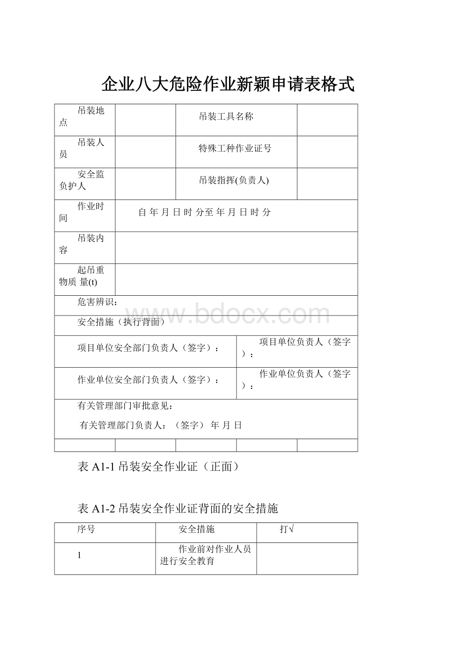 企业八大危险作业新颖申请表格式.docx