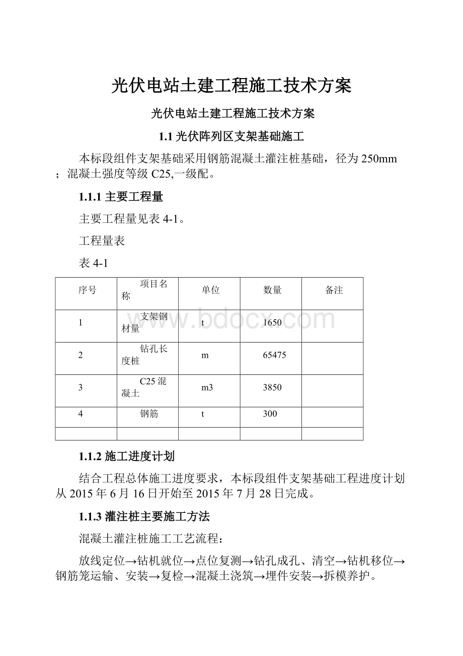 光伏电站土建工程施工技术方案.docx